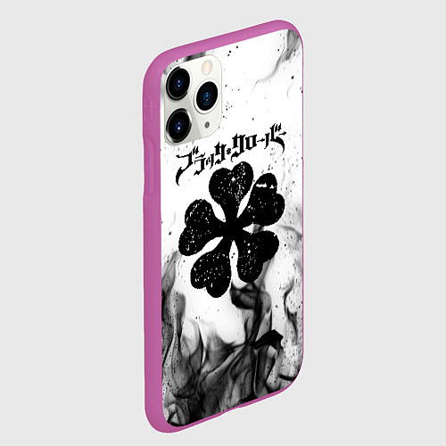 Чехол iPhone 11 Pro матовый ЧЁРНЫЙ КЛЕВЕР / 3D-Фиолетовый – фото 2