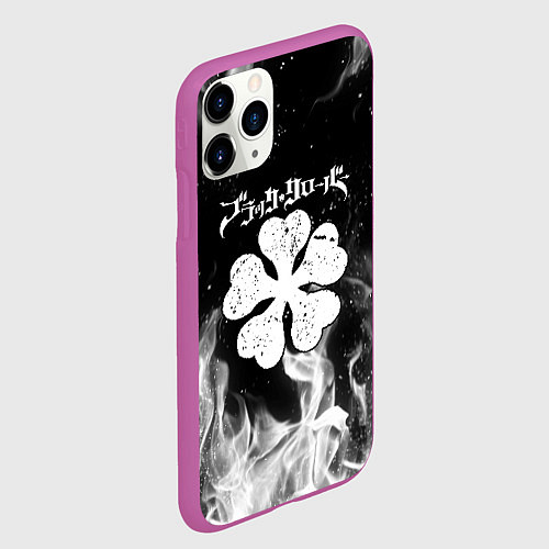 Чехол iPhone 11 Pro матовый ЧЁРНЫЙ КЛЕВЕР / 3D-Фиолетовый – фото 2