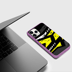 Чехол iPhone 11 Pro матовый Black yellow abstract sport style, цвет: 3D-фиолетовый — фото 2