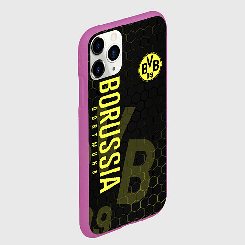 Чехол iPhone 11 Pro матовый Боруссия Дортмунд honeycomb / 3D-Фиолетовый – фото 2