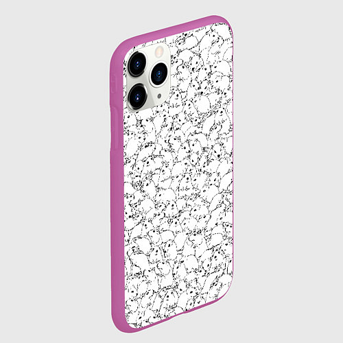 Чехол iPhone 11 Pro матовый Белые мыши / 3D-Фиолетовый – фото 2