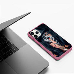 Чехол iPhone 11 Pro матовый Девушка halloween, цвет: 3D-малиновый — фото 2