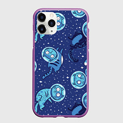 Чехол iPhone 11 Pro матовый Кот Космонавт, цвет: 3D-фиолетовый