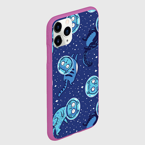 Чехол iPhone 11 Pro матовый Кот Космонавт / 3D-Фиолетовый – фото 2