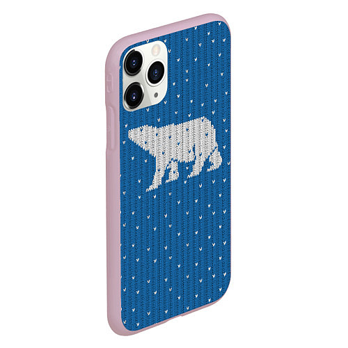 Чехол iPhone 11 Pro матовый Свитер с медведем / 3D-Розовый – фото 2