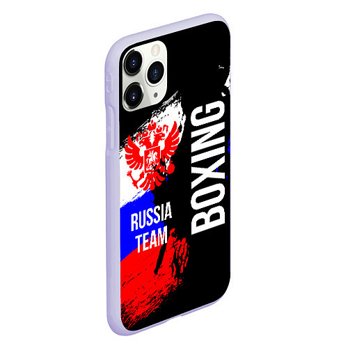 Чехол iPhone 11 Pro матовый Boxing Russia Team и герб РФ / 3D-Светло-сиреневый – фото 2