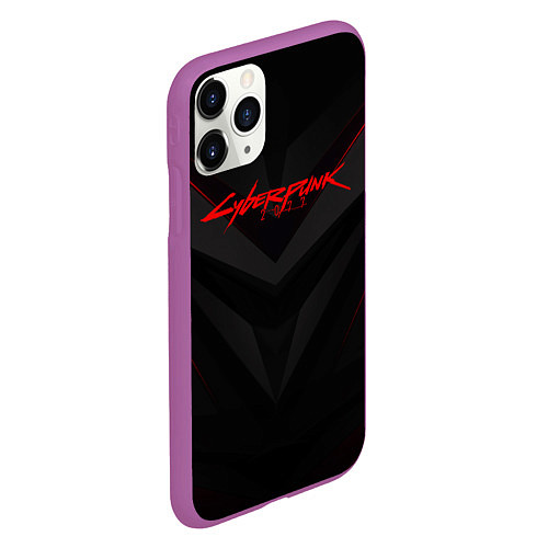 Чехол iPhone 11 Pro матовый CYBERPUNK 2077 / 3D-Фиолетовый – фото 2