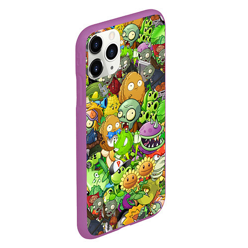 Чехол iPhone 11 Pro матовый PLANTS VS ZOMBIES / 3D-Фиолетовый – фото 2