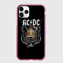 Чехол iPhone 11 Pro матовый ACDC - hells bells, цвет: 3D-малиновый