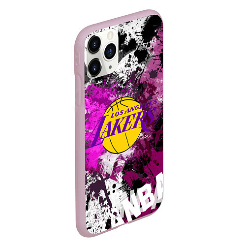 Чехол iPhone 11 Pro матовый Лос-Анджелес Лейкерс, Los Angeles Lakers / 3D-Розовый – фото 2