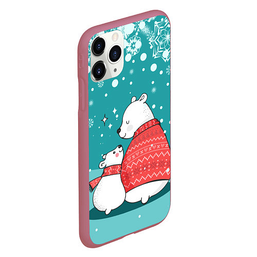 Чехол iPhone 11 Pro матовый North bear / 3D-Малиновый – фото 2