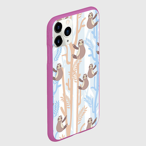 Чехол iPhone 11 Pro матовый Ленивец стайл / 3D-Фиолетовый – фото 2