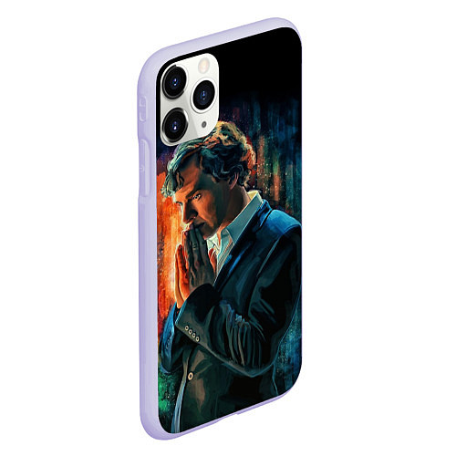 Чехол iPhone 11 Pro матовый Sherlock / 3D-Светло-сиреневый – фото 2