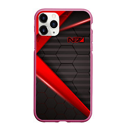 Чехол iPhone 11 Pro матовый Mass Effect N7, цвет: 3D-малиновый