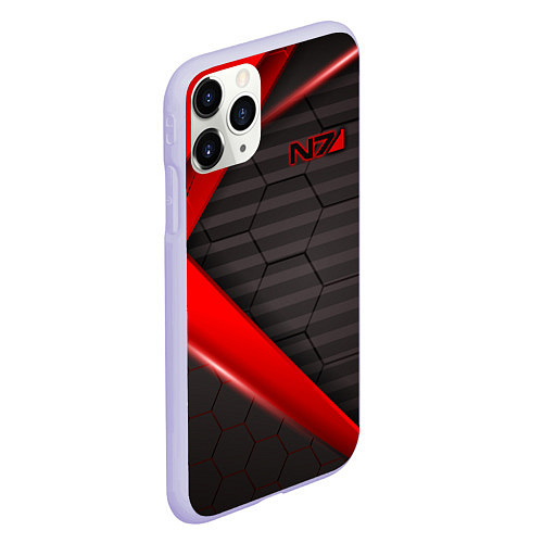 Чехол iPhone 11 Pro матовый Mass Effect N7 / 3D-Светло-сиреневый – фото 2