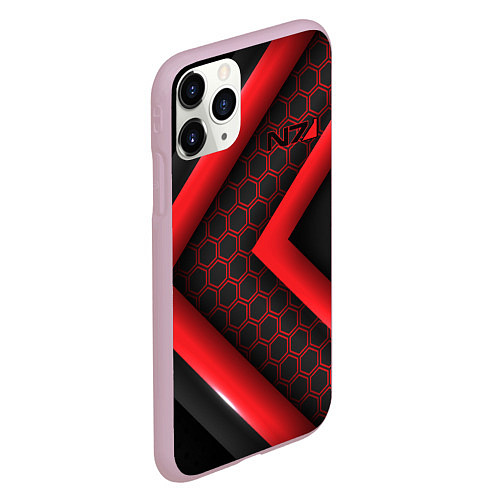 Чехол iPhone 11 Pro матовый Mass Effect N7 / 3D-Розовый – фото 2