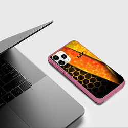 Чехол iPhone 11 Pro матовый Mass Effect N7, цвет: 3D-малиновый — фото 2