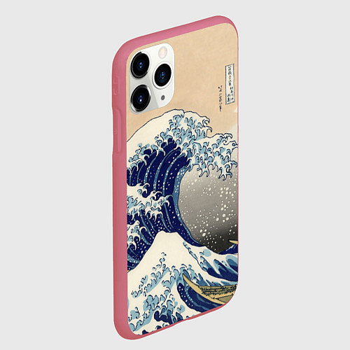 Чехол iPhone 11 Pro матовый Kanagawa Wave Art / 3D-Малиновый – фото 2