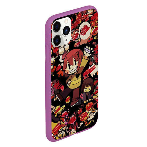 Чехол iPhone 11 Pro матовый UNDERTALE CHARA / 3D-Фиолетовый – фото 2