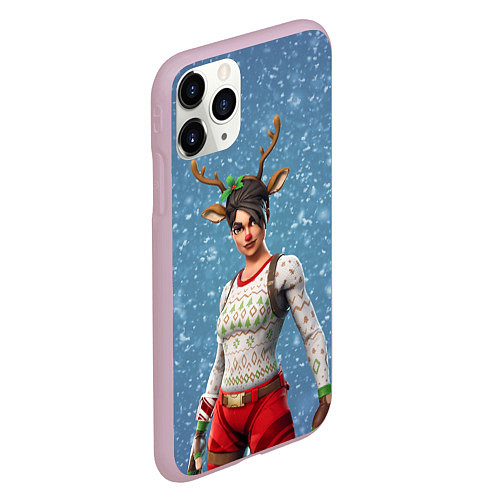 Чехол iPhone 11 Pro матовый Fortnite / 3D-Розовый – фото 2