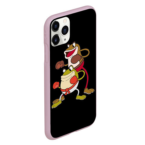 Чехол iPhone 11 Pro матовый Cuphead - Рибби и Крокс / 3D-Розовый – фото 2