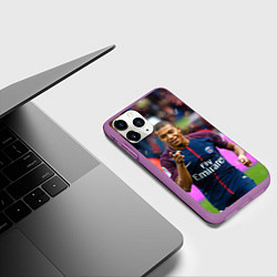 Чехол iPhone 11 Pro матовый Килиан Мбаппе, цвет: 3D-фиолетовый — фото 2