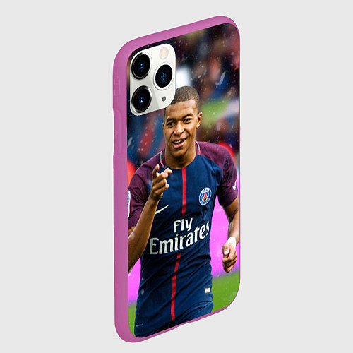 Чехол iPhone 11 Pro матовый Килиан Мбаппе / 3D-Фиолетовый – фото 2