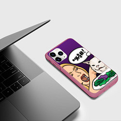 Чехол iPhone 11 Pro матовый Woman yelling at a cat, цвет: 3D-малиновый — фото 2