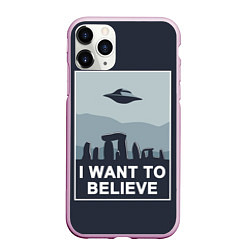 Чехол iPhone 11 Pro матовый I want to believe, цвет: 3D-розовый