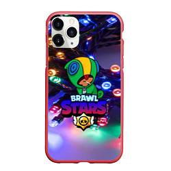 Чехол iPhone 11 Pro матовый BRAWL STARS НОВОГОДНИЙ, цвет: 3D-красный