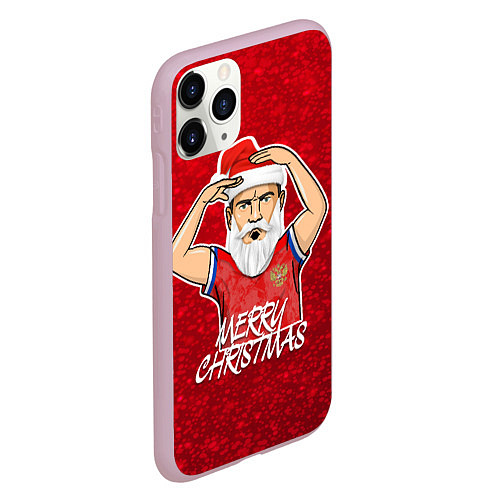 Чехол iPhone 11 Pro матовый Новогодний Дзюба Russia / 3D-Розовый – фото 2
