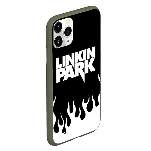 Чехол iPhone 11 Pro матовый Linkin Park: Black Flame / 3D-Темно-зеленый – фото 2