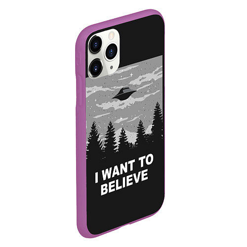 Чехол iPhone 11 Pro матовый I want to believe / 3D-Фиолетовый – фото 2