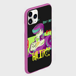 Чехол iPhone 11 Pro матовый Приключения ДжоДжо Hair?!, цвет: 3D-фиолетовый — фото 2