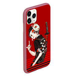 Чехол iPhone 11 Pro матовый Demon Slayer, цвет: 3D-малиновый — фото 2