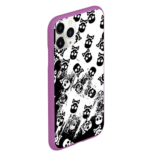 Чехол iPhone 11 Pro матовый Черепа / 3D-Фиолетовый – фото 2