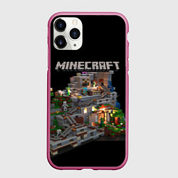 Чехол iPhone 11 Pro матовый MINECRAFT, цвет: 3D-малиновый