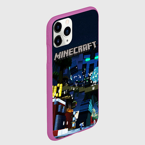 Чехол iPhone 11 Pro матовый MINECRAFT / 3D-Фиолетовый – фото 2