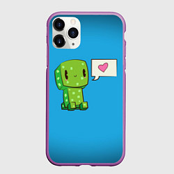 Чехол iPhone 11 Pro матовый MINECRAFT, цвет: 3D-фиолетовый