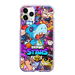 Чехол iPhone 11 Pro матовый BRAWL STARS LEON SHARK, цвет: 3D-светло-сиреневый