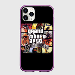 Чехол iPhone 11 Pro матовый GTA SA, цвет: 3D-фиолетовый