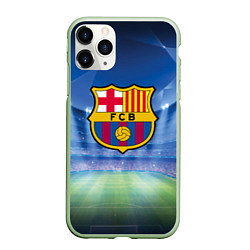 Чехол iPhone 11 Pro матовый FC Barcelona, цвет: 3D-салатовый