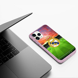 Чехол iPhone 11 Pro матовый FC Real Madrid, цвет: 3D-розовый — фото 2