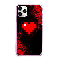 Чехол iPhone 11 Pro матовый MINECRAFT HEART, цвет: 3D-розовый
