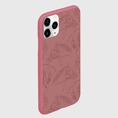 Чехол iPhone 11 Pro матовый Кони / 3D-Малиновый – фото 2