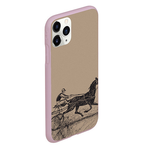 Чехол iPhone 11 Pro матовый Лошадь с колесницей / 3D-Розовый – фото 2