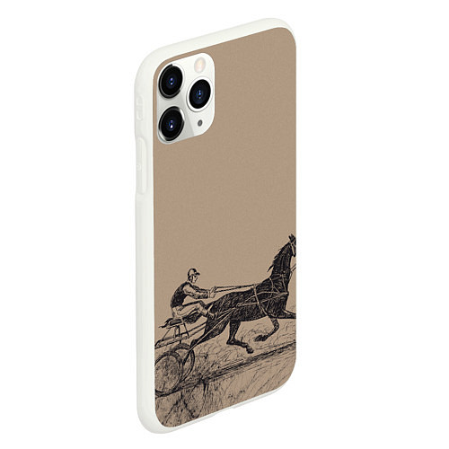 Чехол iPhone 11 Pro матовый Лошадь с колесницей / 3D-Белый – фото 2