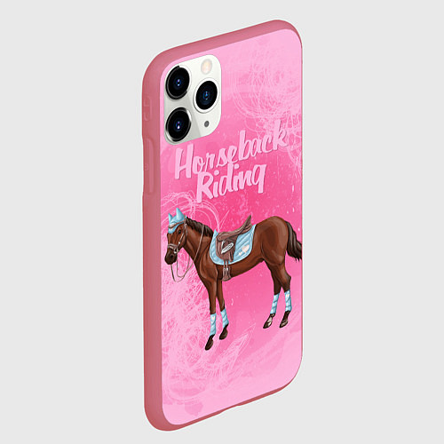 Чехол iPhone 11 Pro матовый Horseback Rading / 3D-Малиновый – фото 2