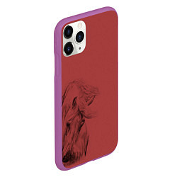 Чехол iPhone 11 Pro матовый Конь на красном фоне, цвет: 3D-фиолетовый — фото 2