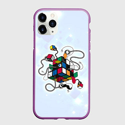 Чехол iPhone 11 Pro матовый Кубик Рубика, цвет: 3D-фиолетовый